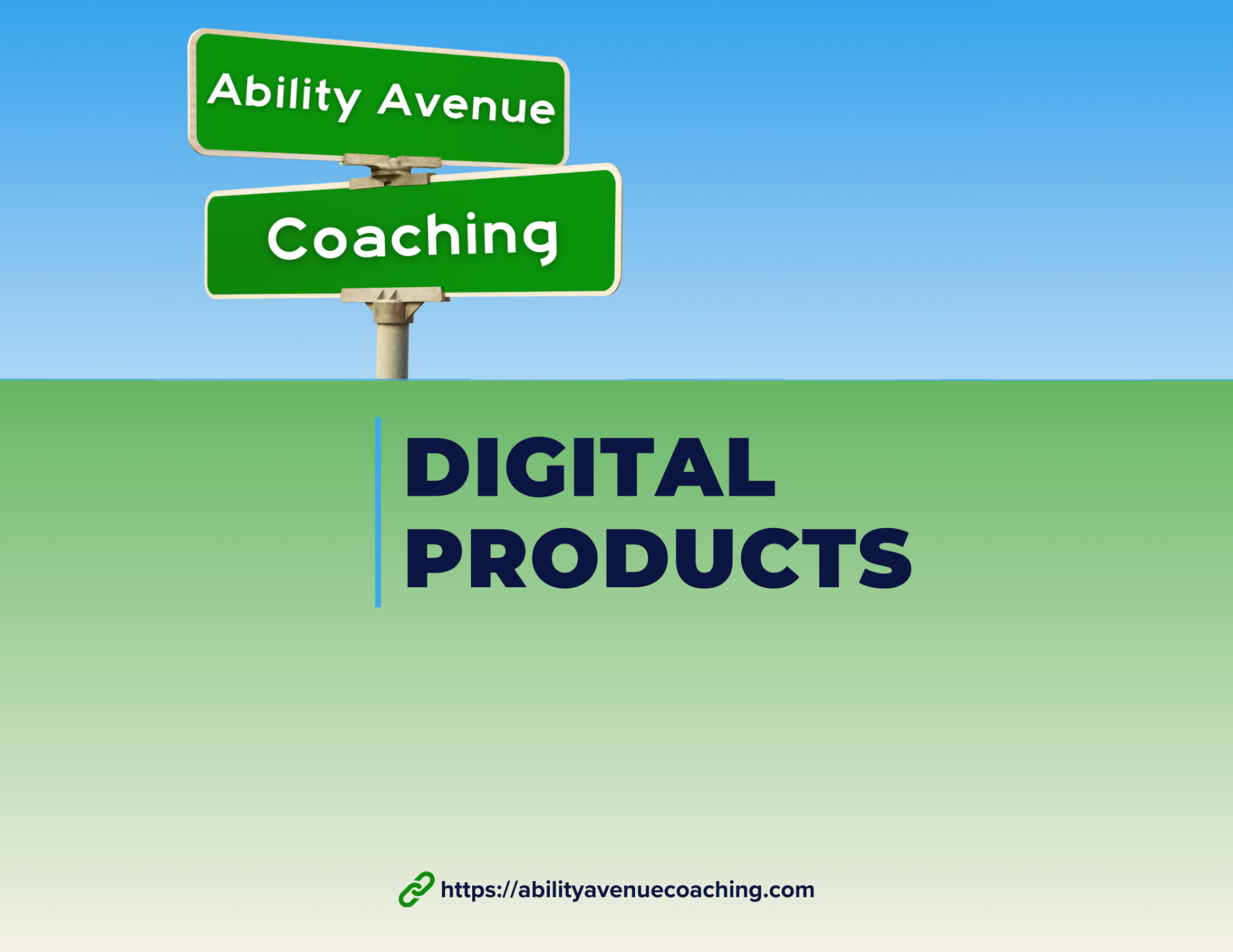 Ability Avenue Coaching logo with the words Digital Products as a heading
